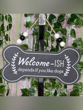 Dog Lover Bone Hanging Sign in Black and White